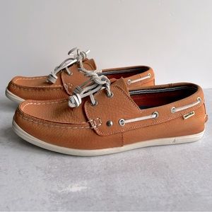 🌼 Nautica Womens Hyannis Leather Boat Shoes, Flamenco Navel Size 8.5
